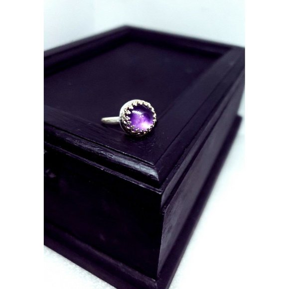 Sterling silver amethyst crystal ring gothic metalwork handmade jewelry - Picture 6 of 12